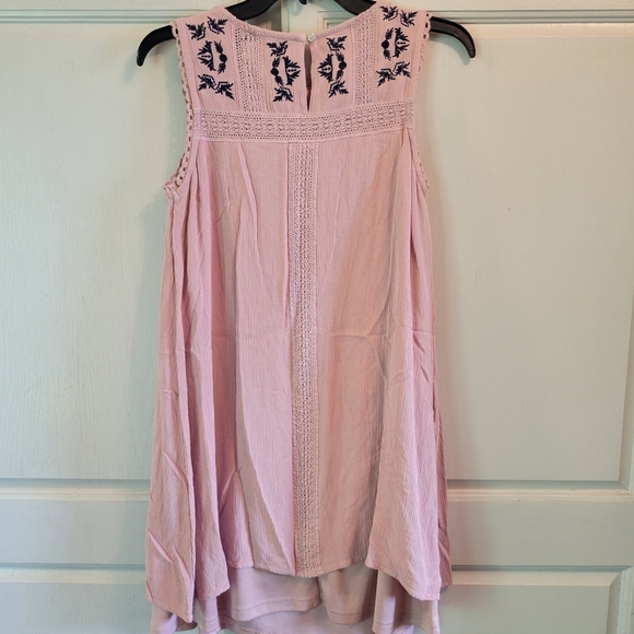 Blue Rain Blush Pink Embroidered Sleeveless Dress - Picture 3 of 7